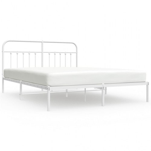 Sengeramme med sengegavl 160 × 200 cm - metal, hvid