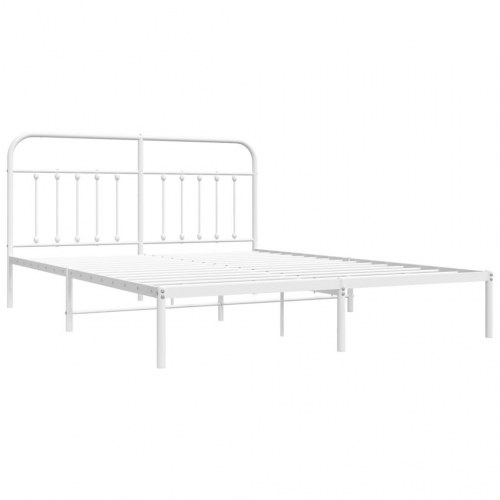 Sengeramme med sengegavl 160 × 200 cm - metal, hvid