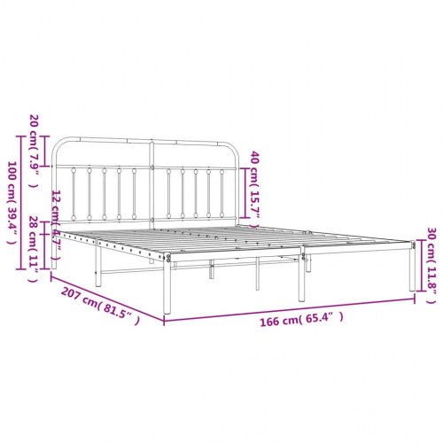 Sengeramme med sengegavl 160 × 200 cm - metal, hvid