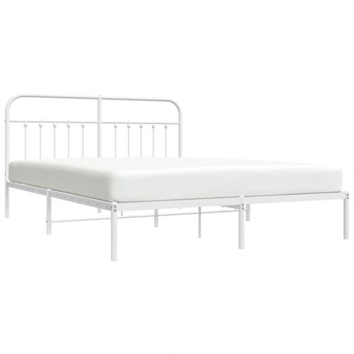 Sengeramme med sengegavl 180x200 cm - metal, hvid