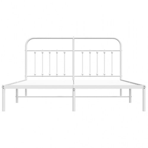 Sengeramme med sengegavl 180x200 cm - metal, hvid