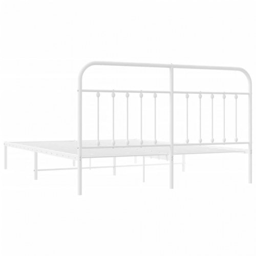 Sengeramme med sengegavl 180x200 cm - metal, hvid