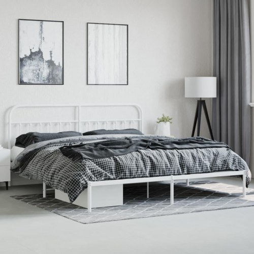 Sengeramme med sengegavl 200 x 200 cm - hvid