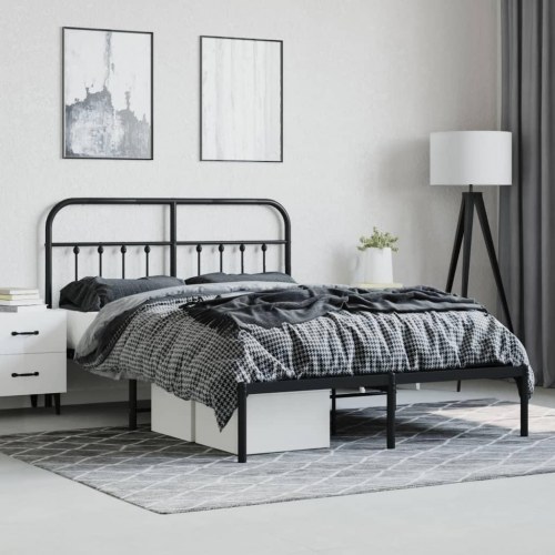 Sengeramme med sengegavl 135x190 cm metal sort