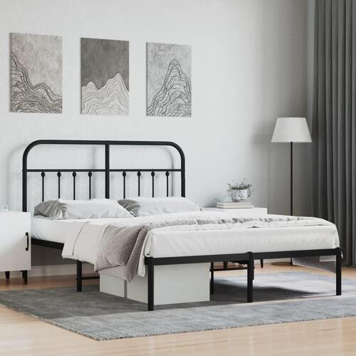 Sengeramme med sengegavl 140x200 cm metal sort