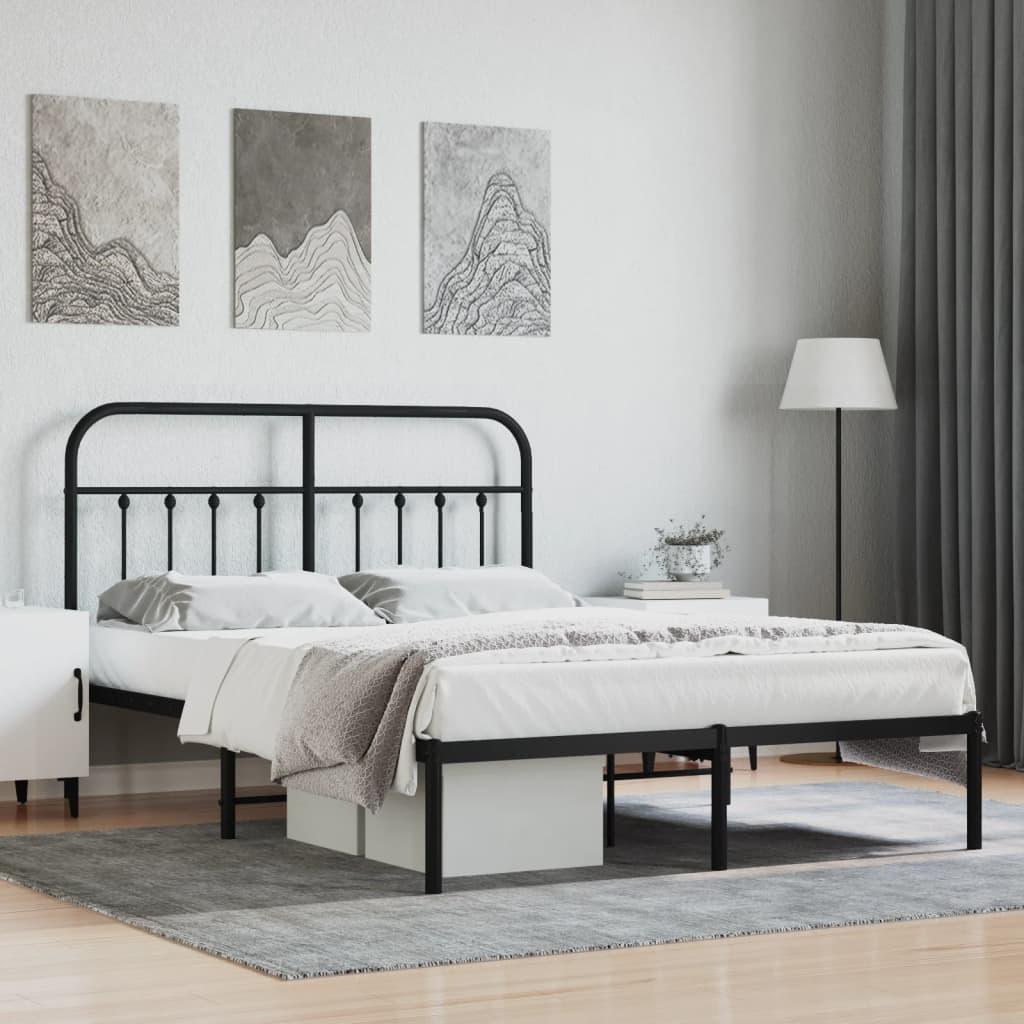 Sengeramme med sengegavl 140x200 cm metal sort