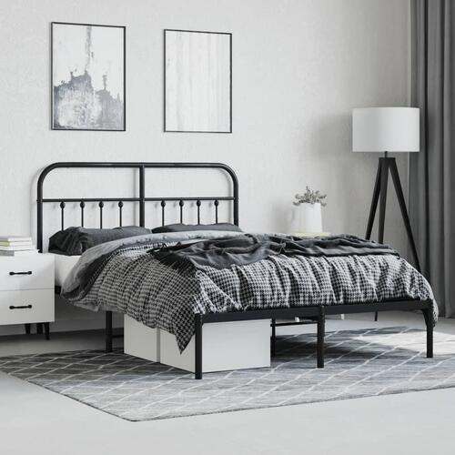 Sengeramme med sengegavl 140x200 cm metal sort