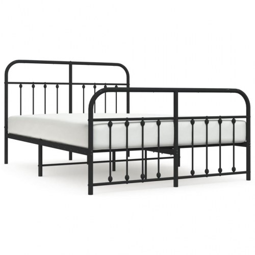 Sengeramme med sengegavl og fodgærde 140x190 cm metal sort