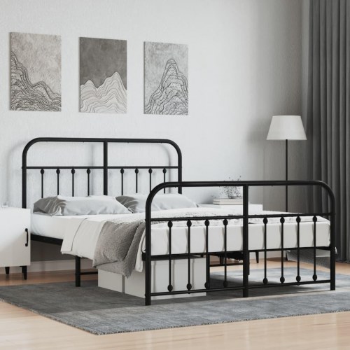 Sengeramme med sengegavl og fodgærde 150 x 200 cm - sort