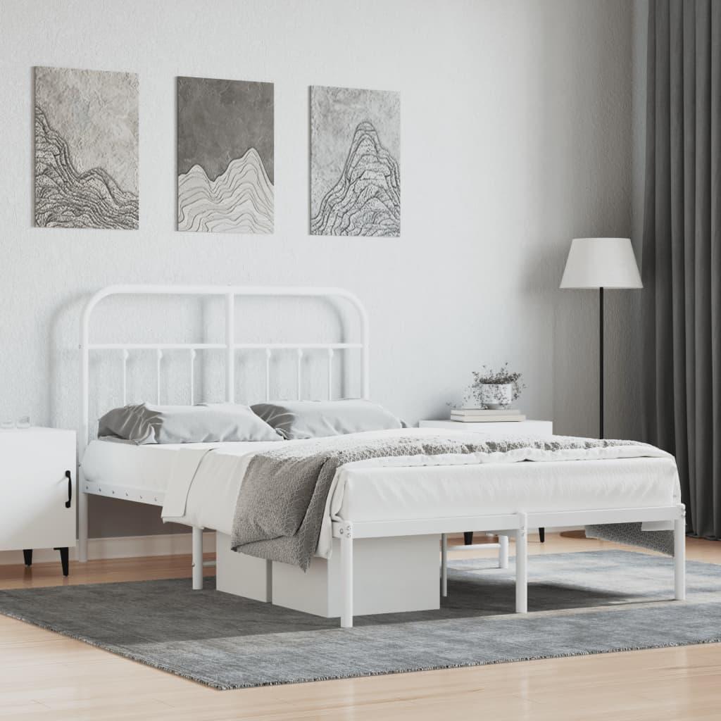 Sengeramme Med Sengegavl Metal - Hvid / med hovedgærde / 120 x 190 cm