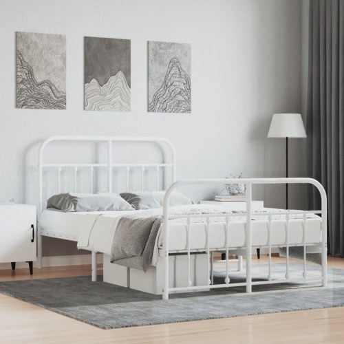Sengeramme med sengegavl og fodgærde 120 x 190 cm - hvid