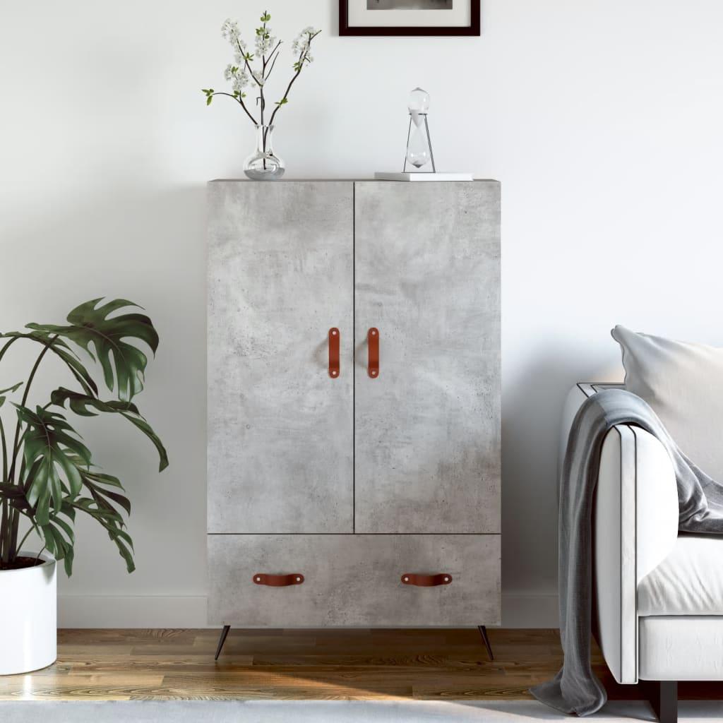 Skab med skuffe 69,5×31×115 cm i konstrueret træ - betongrå