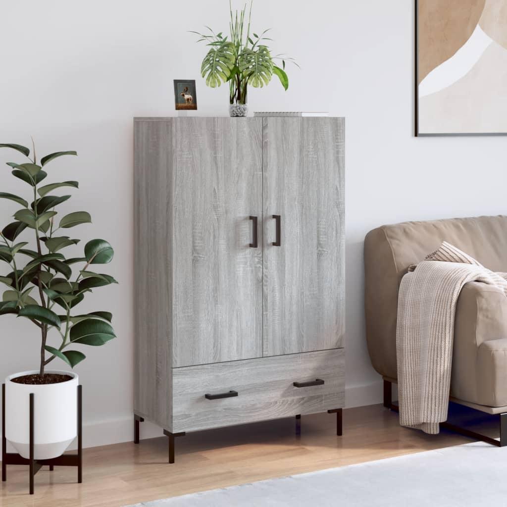 Skab med skuffe 69,5×31×115 cm - grå sonoma-eg, metalben
