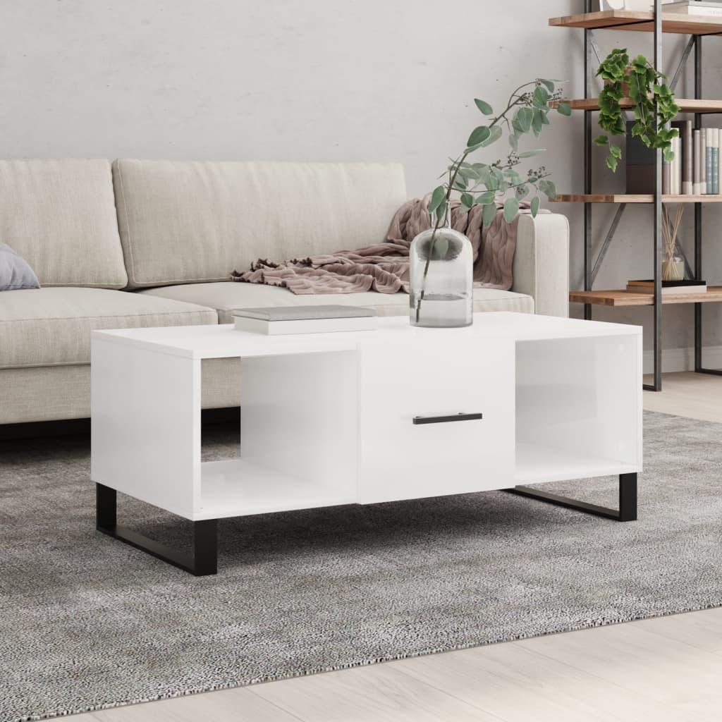 Sofabord 102x50x40 Cm Konstrueret Træ Hvid Højglans