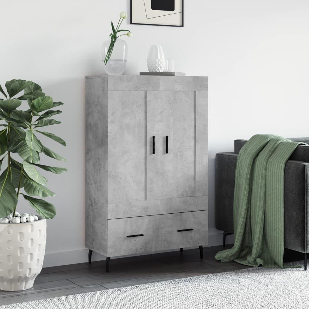 Skab med skuffer 69,5×31×115 cm - betongrå konstrueret træ