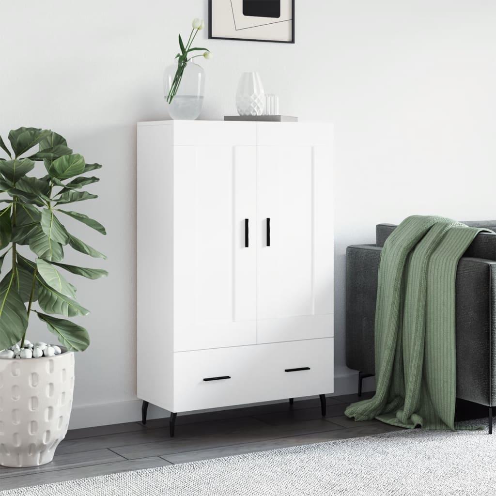 Skab med skuffer 69,5×31×115 cm - hvid, konstrueret træ