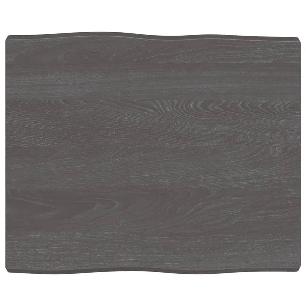 Bordplade 60x50x2 4 Cm Naturlig Kant Behandlet Træ Mørkebrun