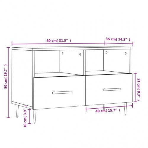 Tv-bord 80x36x50 cm konstrueret træ hvid