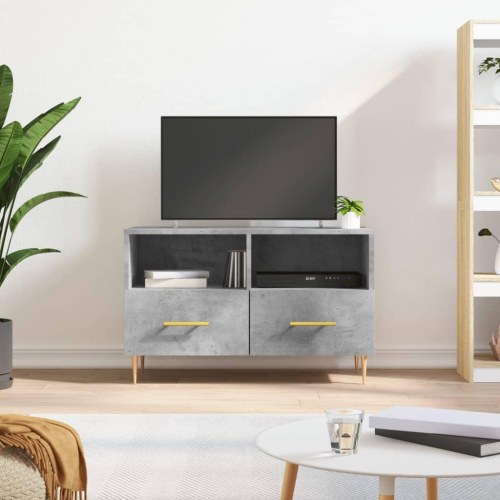 TV-bord i konstrueret træ - betongrå, 80 x 36 x 50 cm