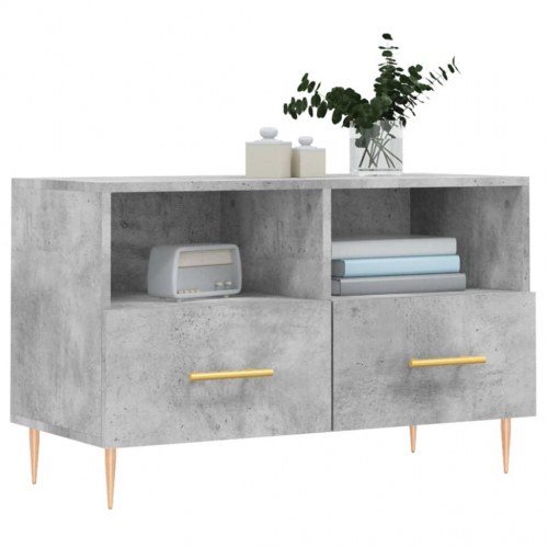 TV-bord i konstrueret træ - betongrå, 80 x 36 x 50 cm