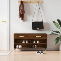 Skobænk 102x35x55 cm konstrueret træ brun egetræsfarve