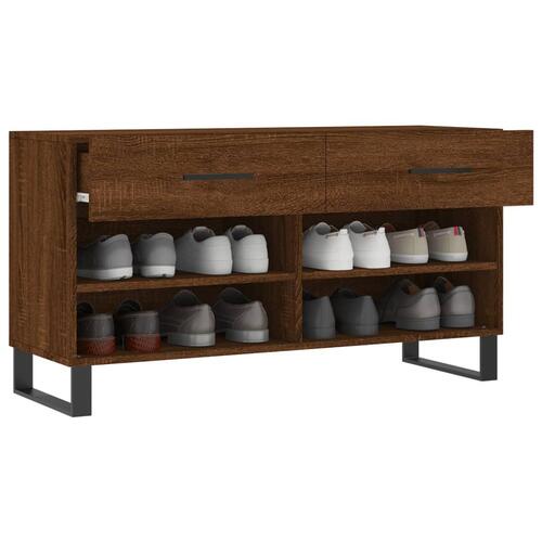 Skobænk 102x35x55 cm konstrueret træ brun egetræsfarve