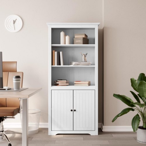 Bogreol BODO 82x40x173 cm massivt fyrretræ hvid