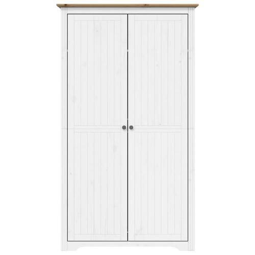 Klædeskab BODO 101x52x176,5 cm massivt fyrretræ hvid og brun