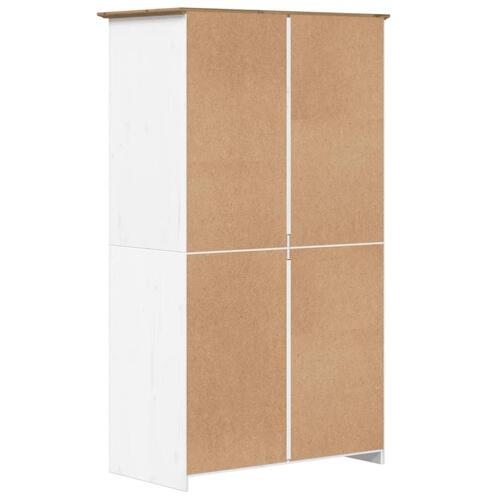 Klædeskab BODO 101x52x176,5 cm massivt fyrretræ hvid og brun