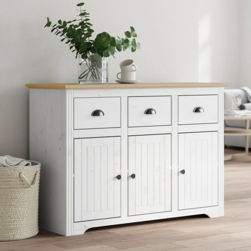 Skænk BODO 115,5×44×80 cm i massivt fyrretræ - hvid/brun