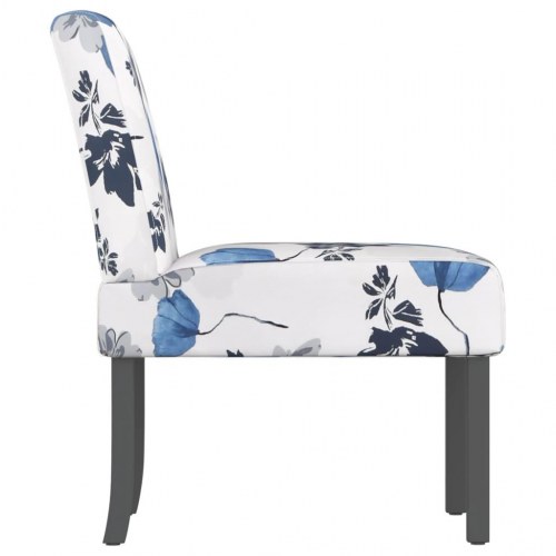 Stol med blomstermønster i stof - blå/hvid loungestol uden armlæn