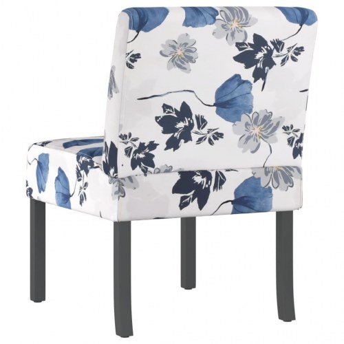 Stol med blomstermønster i stof - blå/hvid loungestol uden armlæn