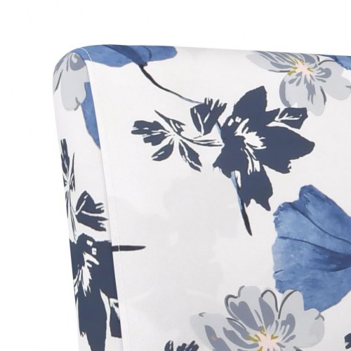Stol med blomstermønster i stof - blå/hvid loungestol uden armlæn