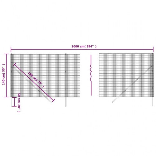 Trådhegn 1,4x10 m galvaniseret stål grøn