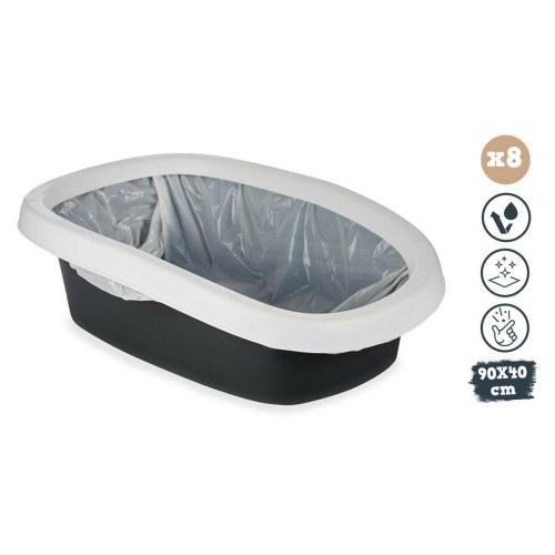 Affaldsposer til kattebakke 90 × 40 cm - Hvid, 8 stk (25 l)