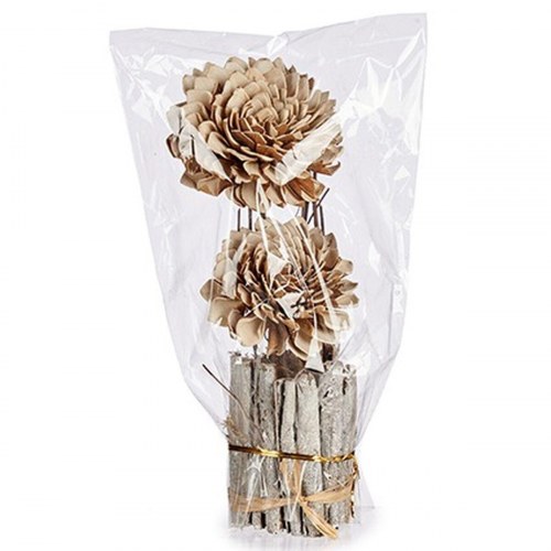 Dekorativ blomst i træ - Natur 13 × 37 × 14 cm (12 stk.)