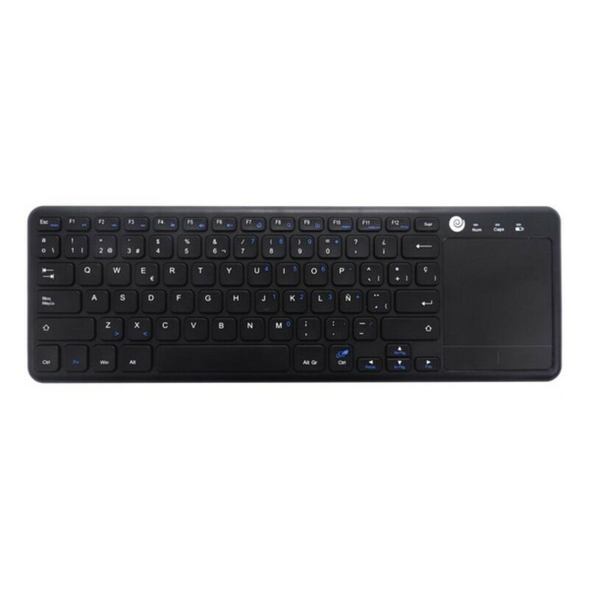 Tastatur Med Touchpad Coolbox Coo Tew01 Bk Sort Spansk Qwerty