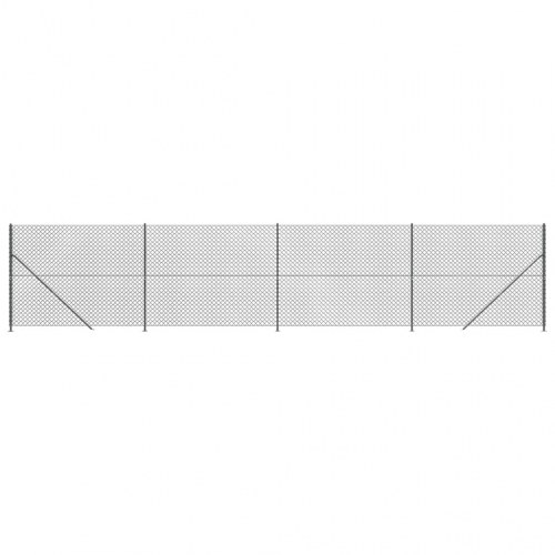 Trådhegn med flange 1,4 × 10 m - antracitgrå, galvaniseret stål med PVC-belægning