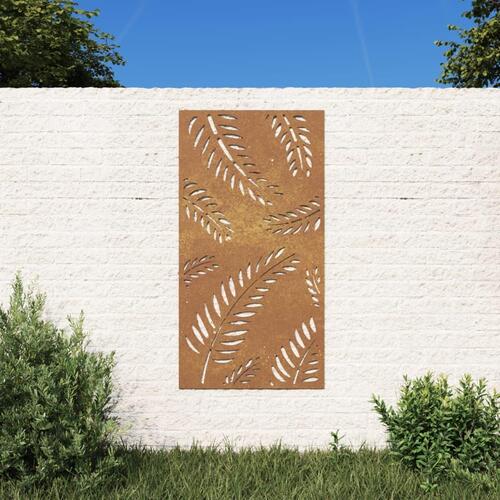 Udendørs vægdekoration 105x55 cm bladdesign cortenstål