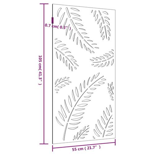 Udendørs vægdekoration 105x55 cm bladdesign cortenstål