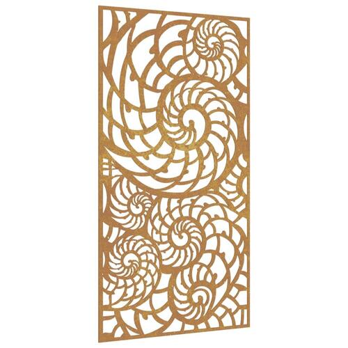 Udendørs vægdekoration 105x55 cm sneglehusdesign cortenstål