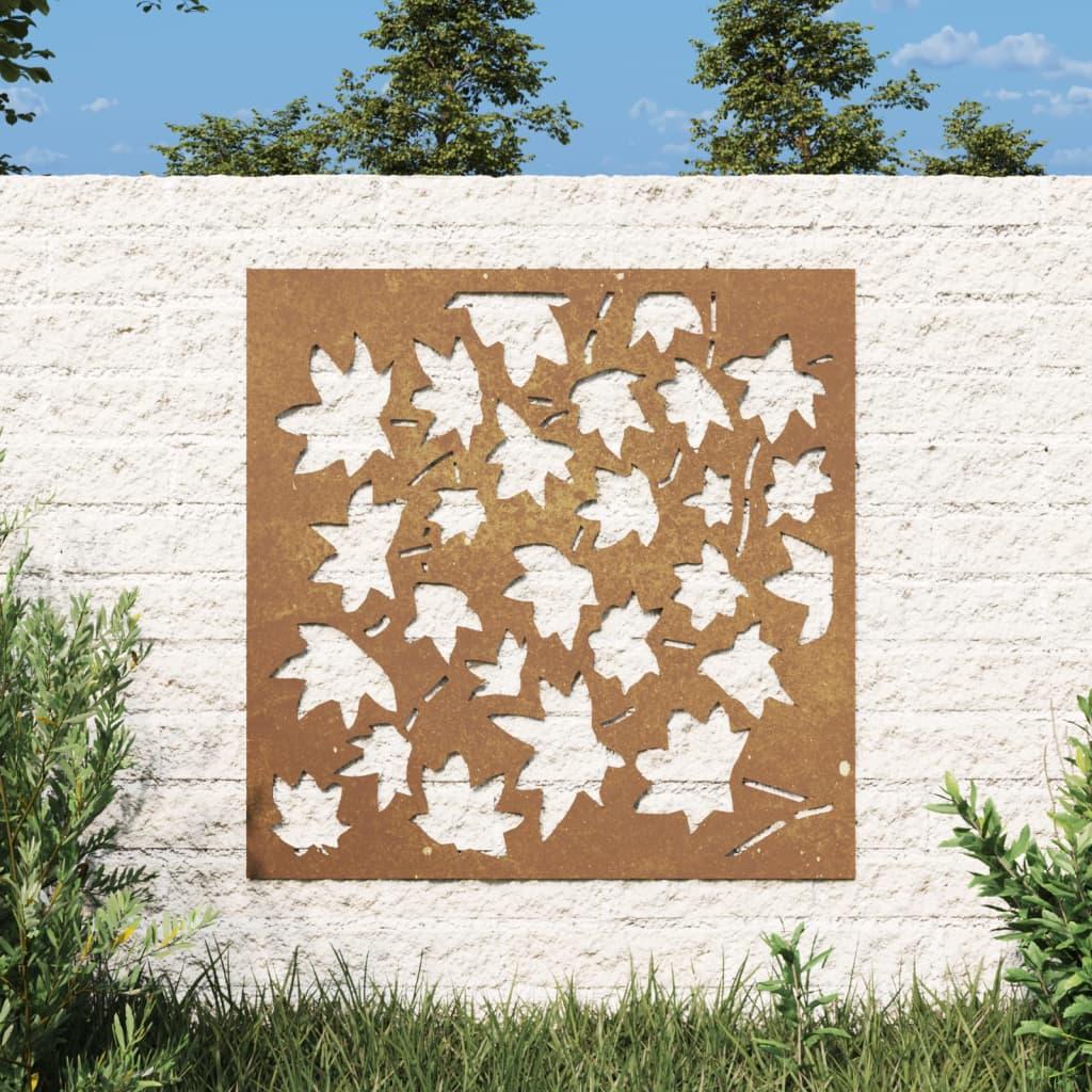 Udendørs Vægdekoration 55x55 Cm Ahornbladdesign Cortenstål