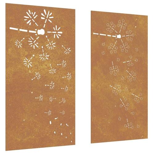 Udendørs vægdekoration 2 dele 105x55 cm blomster cortenstål