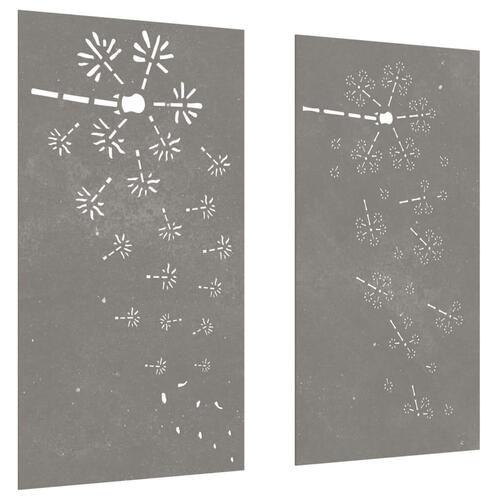 Udendørs vægdekoration 2 dele 105x55 cm blomster cortenstål