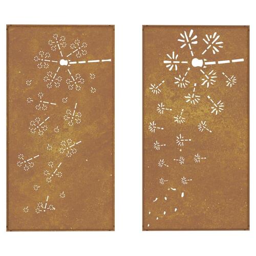 Udendørs vægdekoration 2 dele 105x55 cm blomster cortenstål