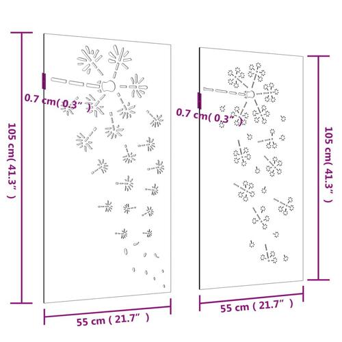 Udendørs vægdekoration 2 dele 105x55 cm blomster cortenstål