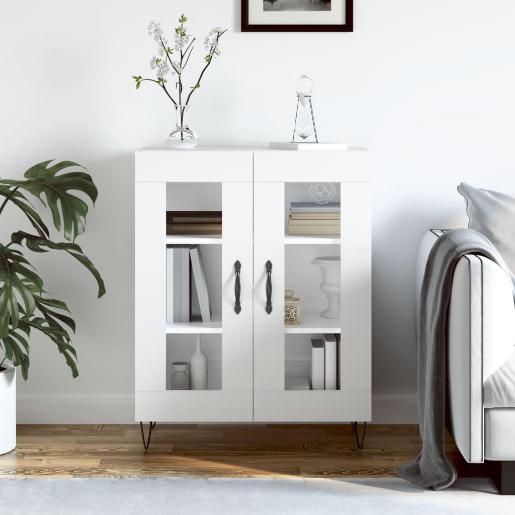 Skænk med glaslåger 69,5 × 34 × 90 cm - hvid konstrueret træ