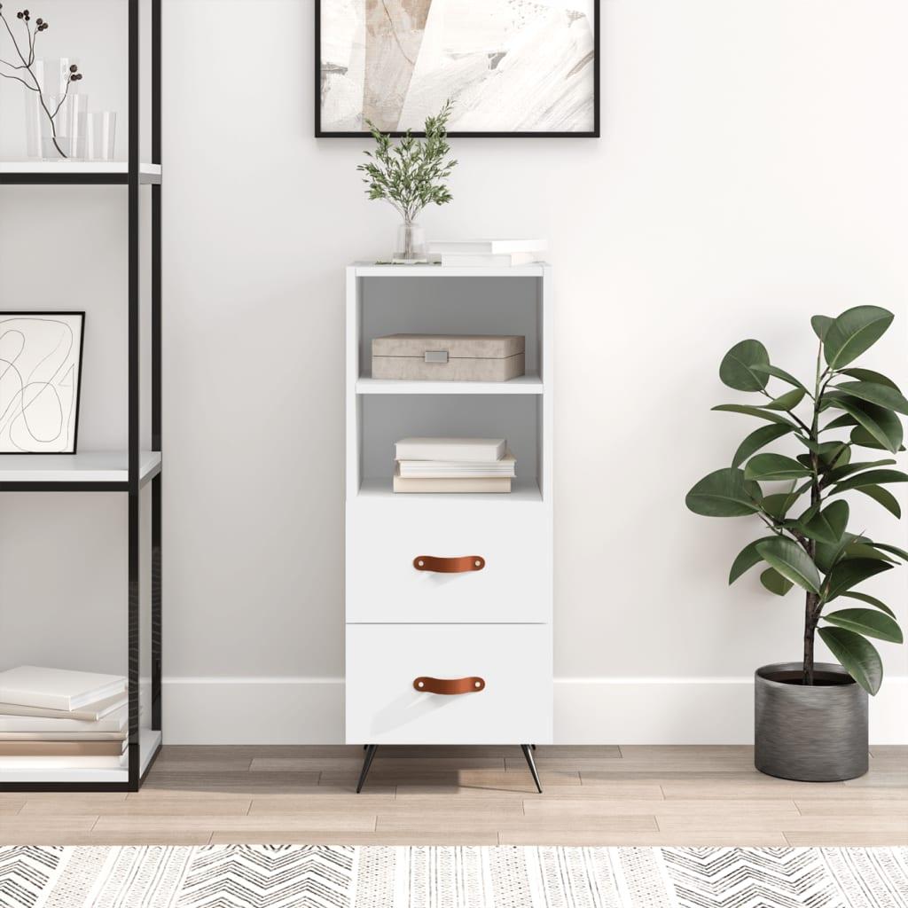 Skænk 34,5×34×90 cm i hvid - konstrueret træ med metalben