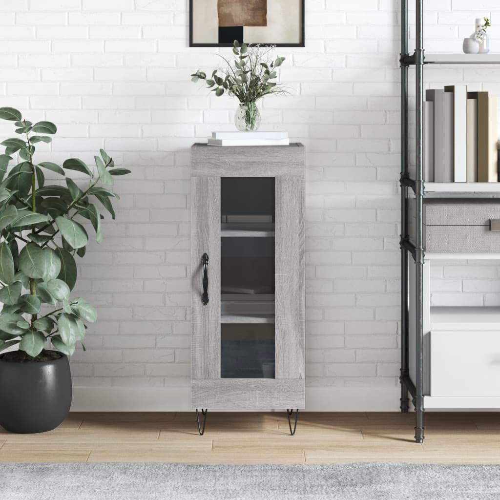 Skænk 34,5×34×90 cm i konstrueret træ - grå sonoma-eg med glaslåge