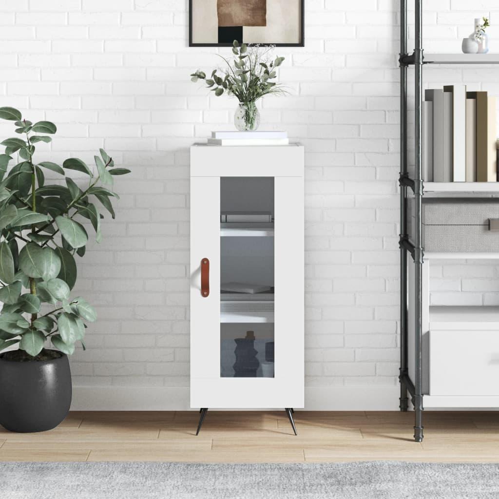 Skænk med glaslåge 34,5×34×90 cm - hvid, konstrueret træ